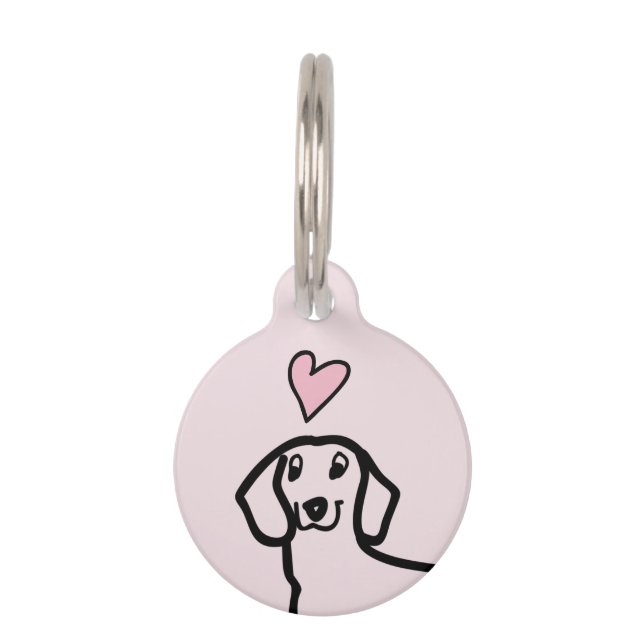 Dackel Niedliche Dackel Liebe Hund Rosa Herzname Tiernamensmarke (Vorderseite)