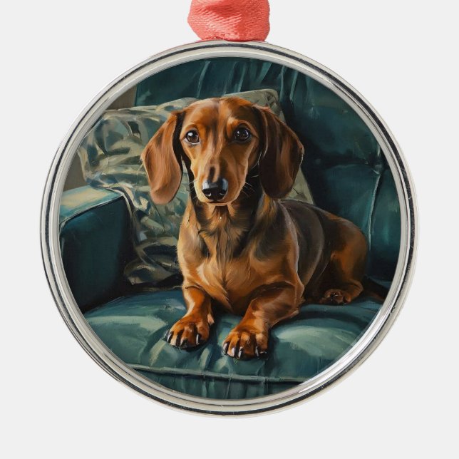 Dackel Ornament Aus Metall (Vorne)