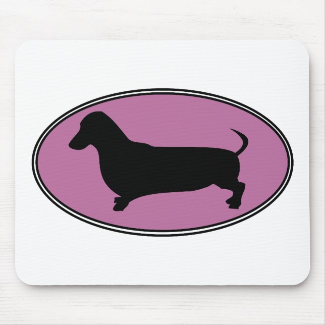 Dackel-ovales Rosa Mousepad (Vorne)