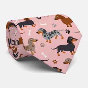 Dackel-Paare und Knochenmuster Pink Krawatte