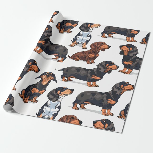 Dackel Parade Wrapping Paper Geschenkpapier (Ungerollt)