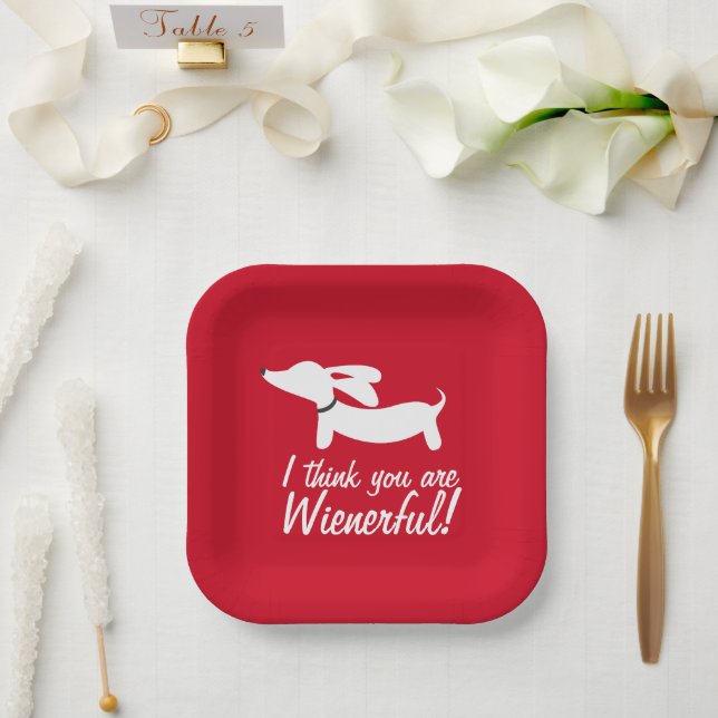 Dackel Party Red "Ich denke, du bist wütend" Pappteller (Hochzeit)