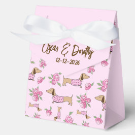 Dackel & Peonies Custom Floral Pink Wedding Geschenkschachtel