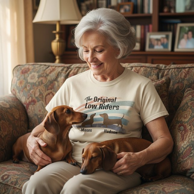 Dackel Personalisierte Namen Original Low Riders T-Shirt (The Original Low Rides - custom dachshund name shirt)