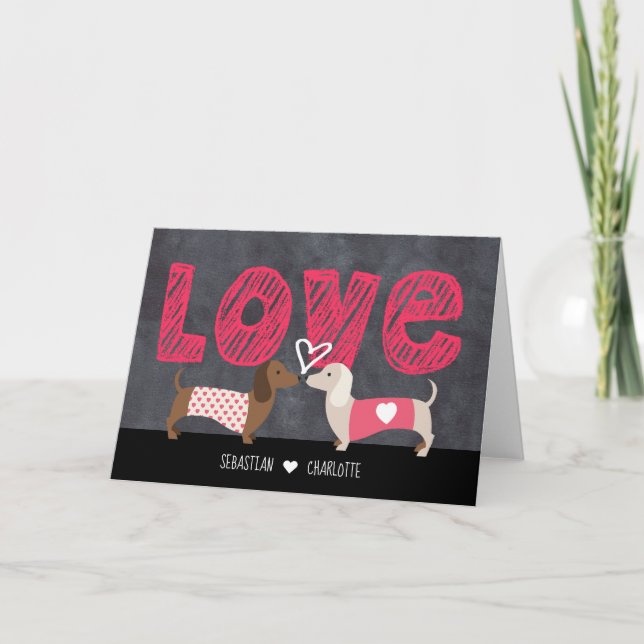 Dackel Personalisierter Valentinstag Feiertagskarte (Vorderseite)