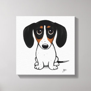 Dackel Piebalgs Niedliche Cartoon Dackel Hund Leinwanddruck