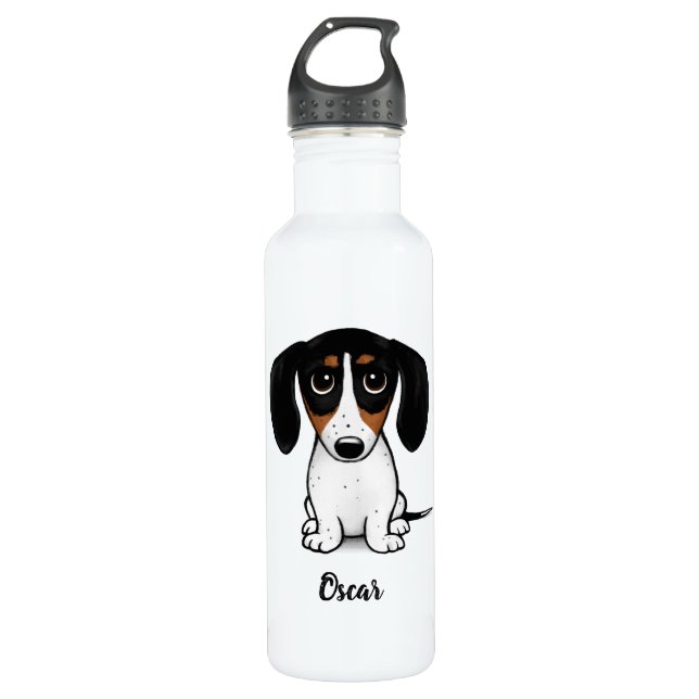 Dackel Piebalgs| Niedlicher Hund mit benutzerdefin Edelstahlflasche (Vorderseite)