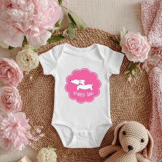Dackel Pink Girlie Puppy Liebe Baby Strampler