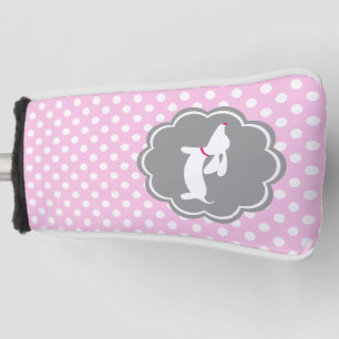 Dackel Pink Polka Dot Golf Head Cover Putter Headcover