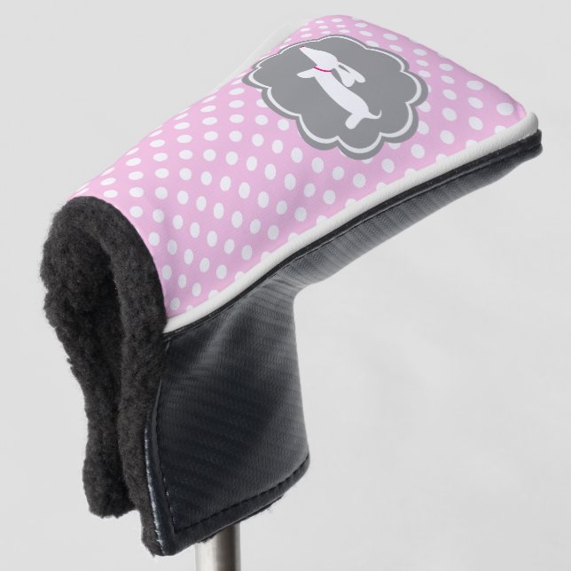 Dackel Pink Polka Dot Golf Head Cover Putter Headcover (3/4 Vorderseite)