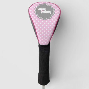 Dackel Pink Polka Dot Golf Head Cover Woods Headcover