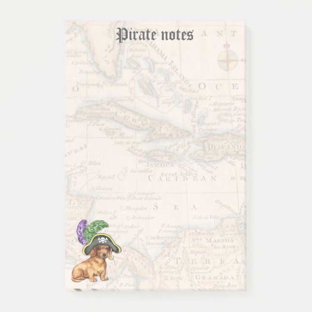 Dackel Pirate Post-it Klebezettel (Vorderseite)
