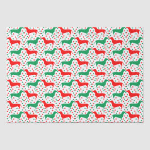 Dackel Polka Dot - Rot und Grün Seidenpapier