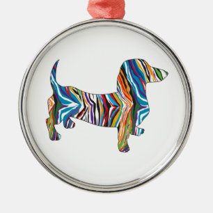 Dackel - Psychedelische Zbra-Dackel Ornament Aus Metall