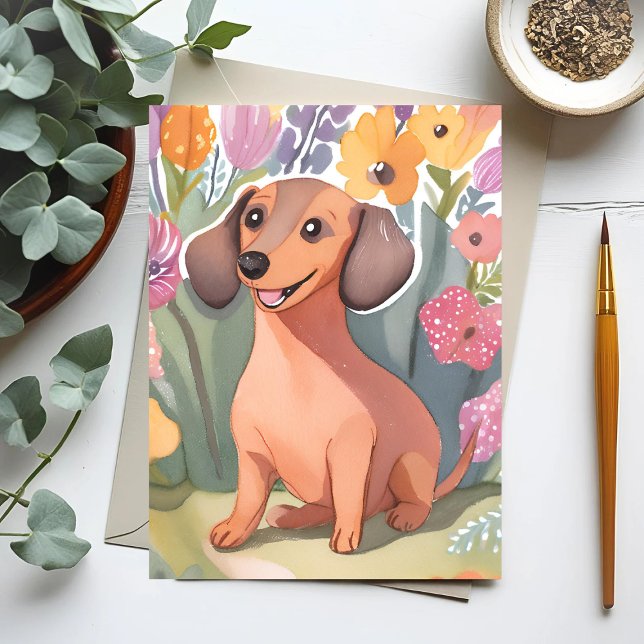 Dackel Puppy | Aquarellhund Postkarte (Von Creator hochgeladen)
