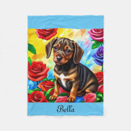 Dackel Puppy bunt Fleece Blanket anpassen