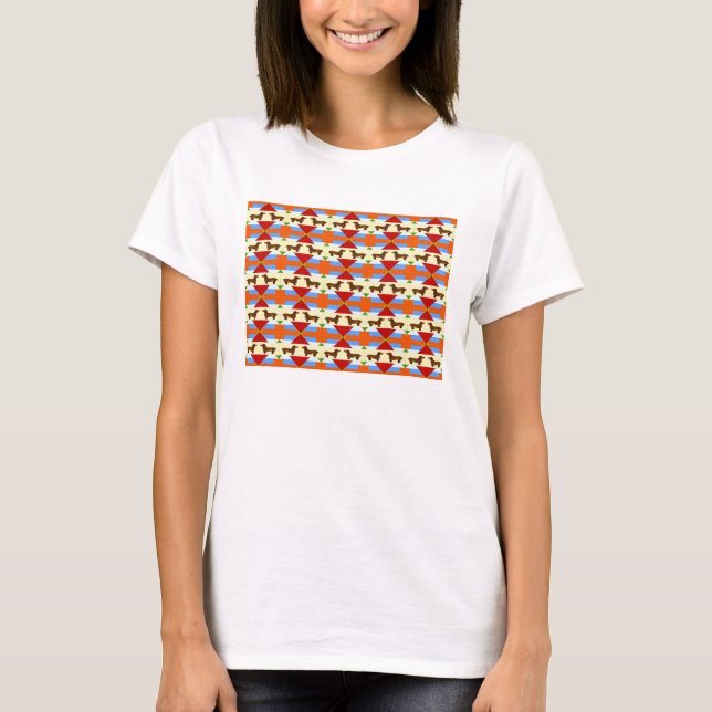 Dackel Quilt Rectangle T-Shirt (Vorderseite)