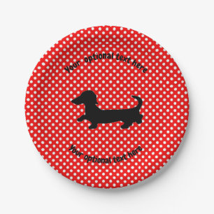 Dackel Red and White Polka Dots Paper Teller