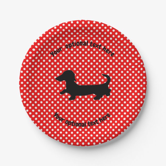 Dackel Red and White Polka Dots Paper Teller (Vorderseite)