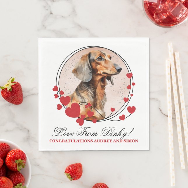 Dackel Red Heart Frame Hund Foto Serviette (Beispiel)