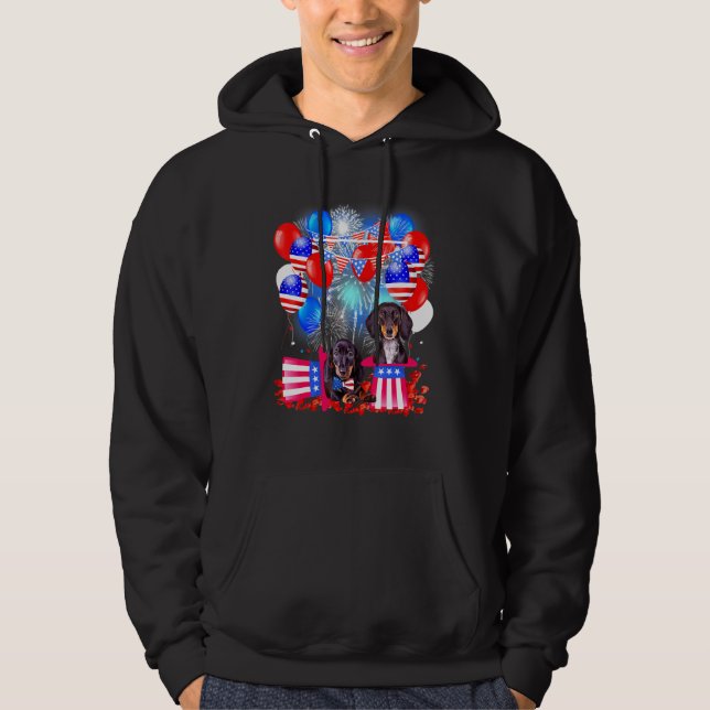 Dackel Red White Blue Sonnenbrille Usa American F Hoodie (Vorderseite)