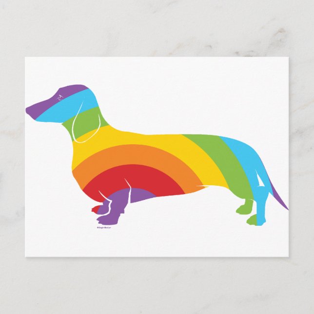 Dackel-Regenbogenverbindung Postkarte (Vorderseite)
