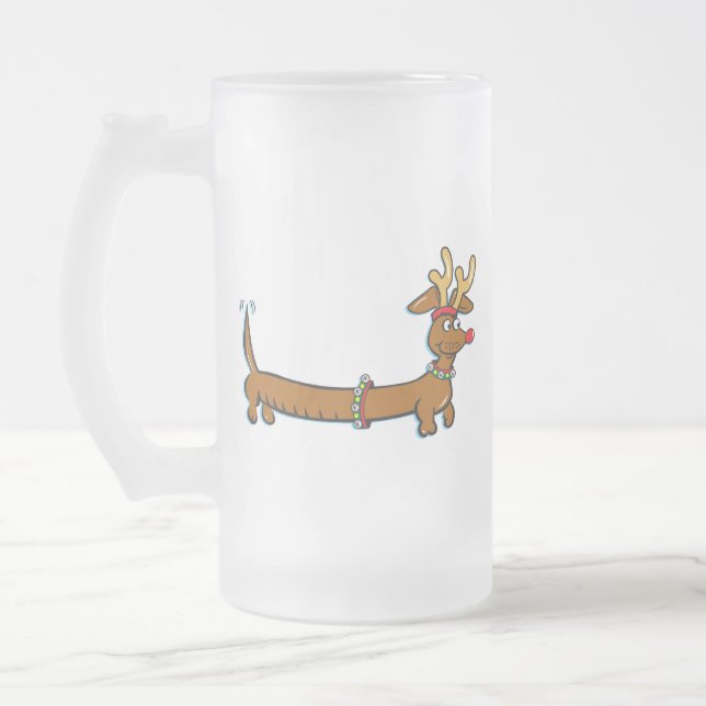 Dackel Rentier Mattglas Bierglas (Links)
