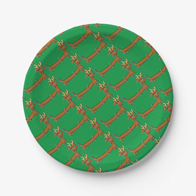 Dackel Rentier Pappteller (Vorderseite)