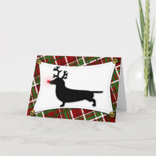 Dackel Rentier Weihnachtskarte Feiertagskarte