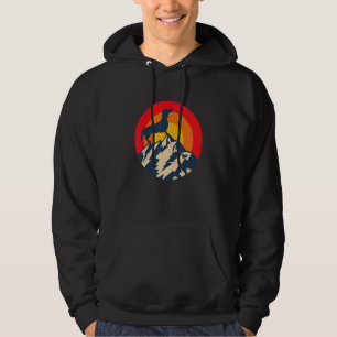 Dackel Retro Hund Circle Sunset Mountain Vintag Hoodie