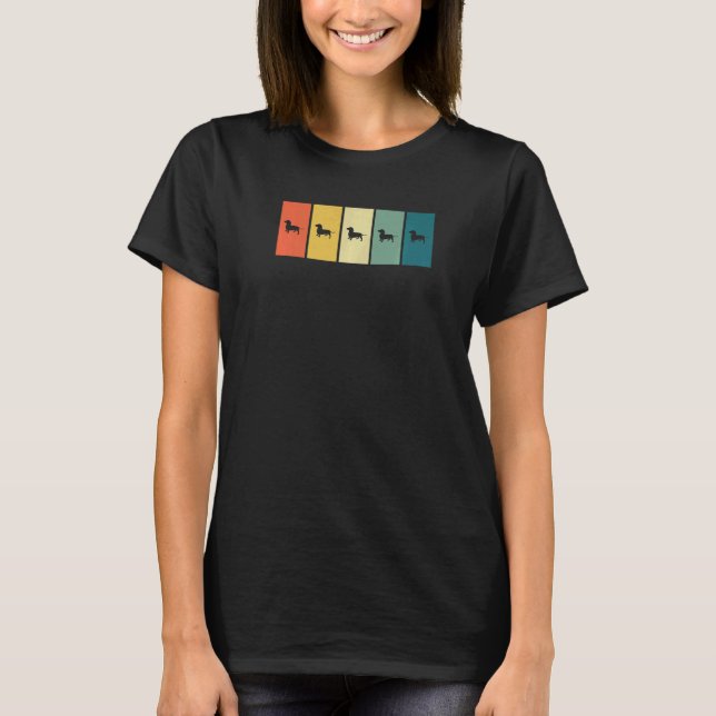Dackel Retro Sunset Dackel T-Shirt (Vorderseite)
