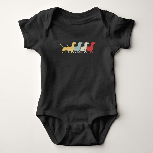 Dackel Retro Vintag Baby Strampler (Vorderseite)