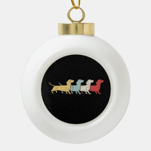 Dackel Retro Vintag Keramik Kugel-Ornament