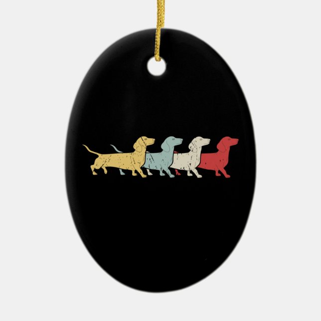 Dackel Retro Vintag Keramik Ornament (Vorne)