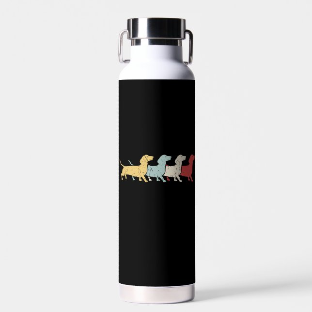 Dackel Retro Vintag Trinkflasche (Vorne)