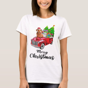Dackel Ride Red Truck Weihnachten Pajama T-Shirt