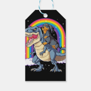 Dackel Riding Dinosaur T Rex Geschenke Jungen Kind Geschenkanhänger