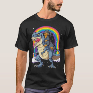 Dackel Riding Dinosaur T rex Geschenke Jungen Kind T-Shirt