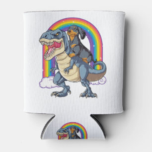 Dackel Riding Dinosaur T rex Shirt für Männer Dosenkühler