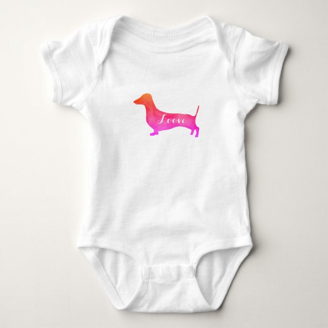 Dackel-rosa Liebe-Baby-Bodysuit Baby Strampler (Vorderseite)