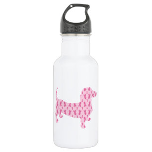 Dackel rosa Schleife für den Krebs Edelstahlflasche