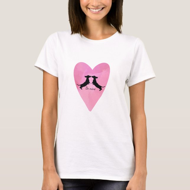 Dackel Rosa Silhouette Valentine Shirt (Vorderseite)
