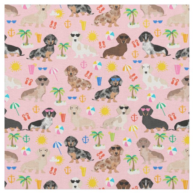 Dackel rosa Strand Stoff (Nahaufnahme)