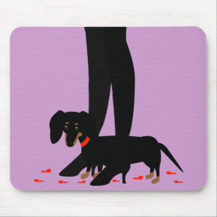 Dackel-Rot-Kragen der Mädchen Nachtheraus - Mousepad
