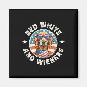 Dackel Rot weiß und Dackeln Weiner Dog 4 Magnet