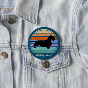 Dackel Rough Hair - Silhouette 1 Button