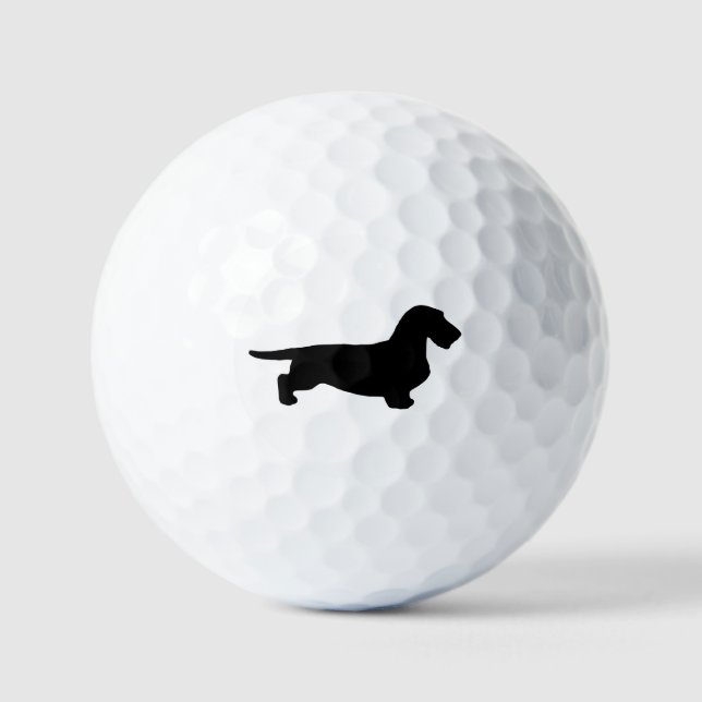 Dackel Rough Hair - Silhouette 1 Golfball (Vorderseite)