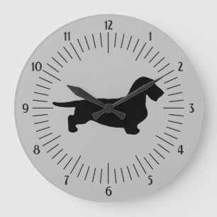 Dackel Rough Hair - Silhouette 1 Große Wanduhr