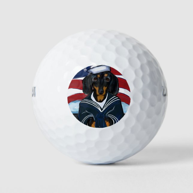 Dackel Sailor Golfball (Vorderseite)