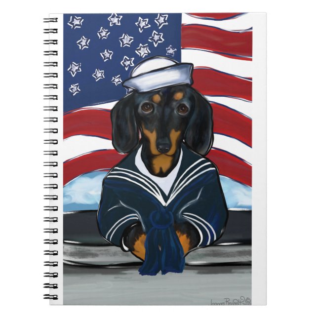 Dackel Sailor Notizblock (Vorderseite)